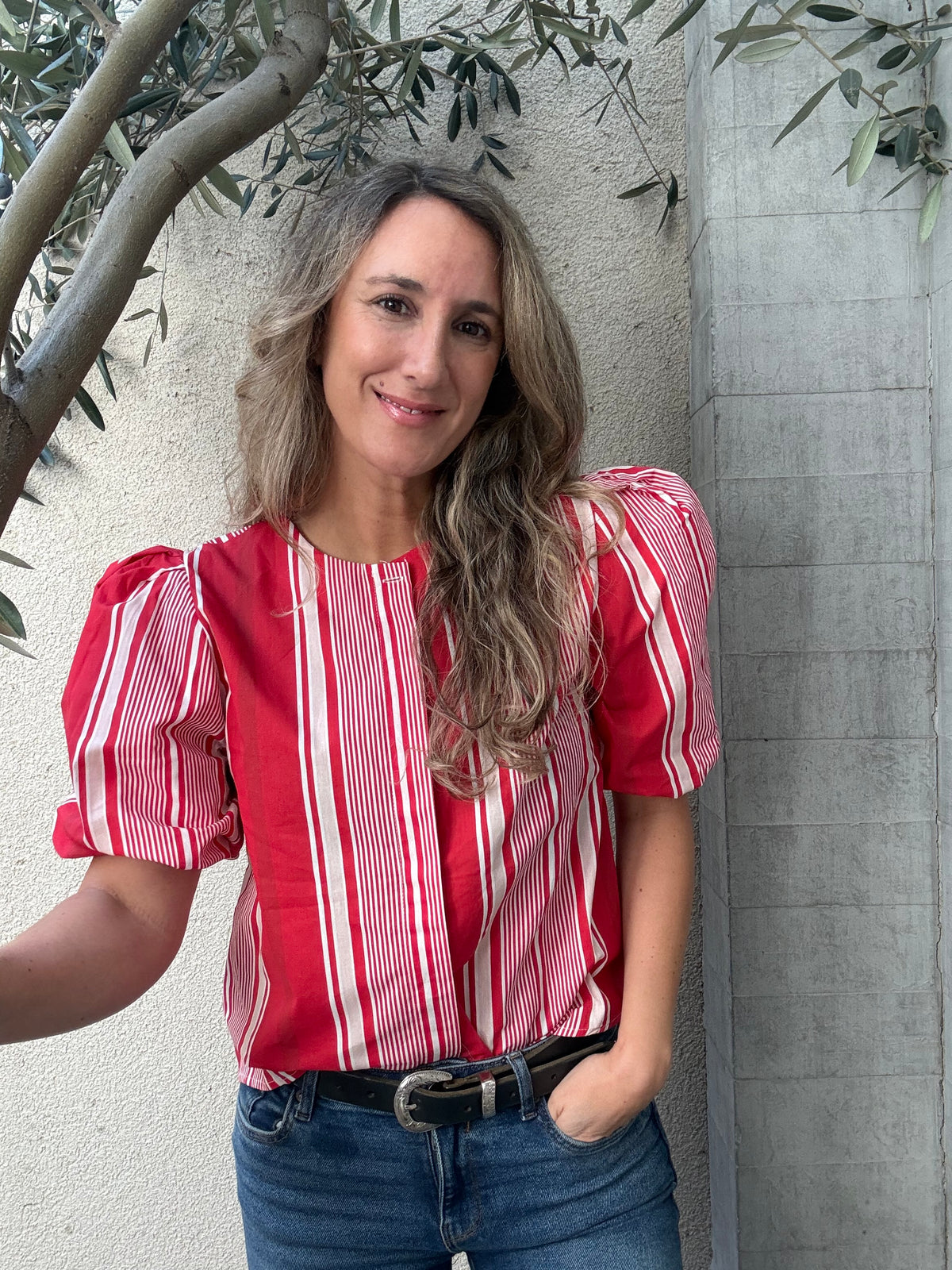 Blusa rayas roja