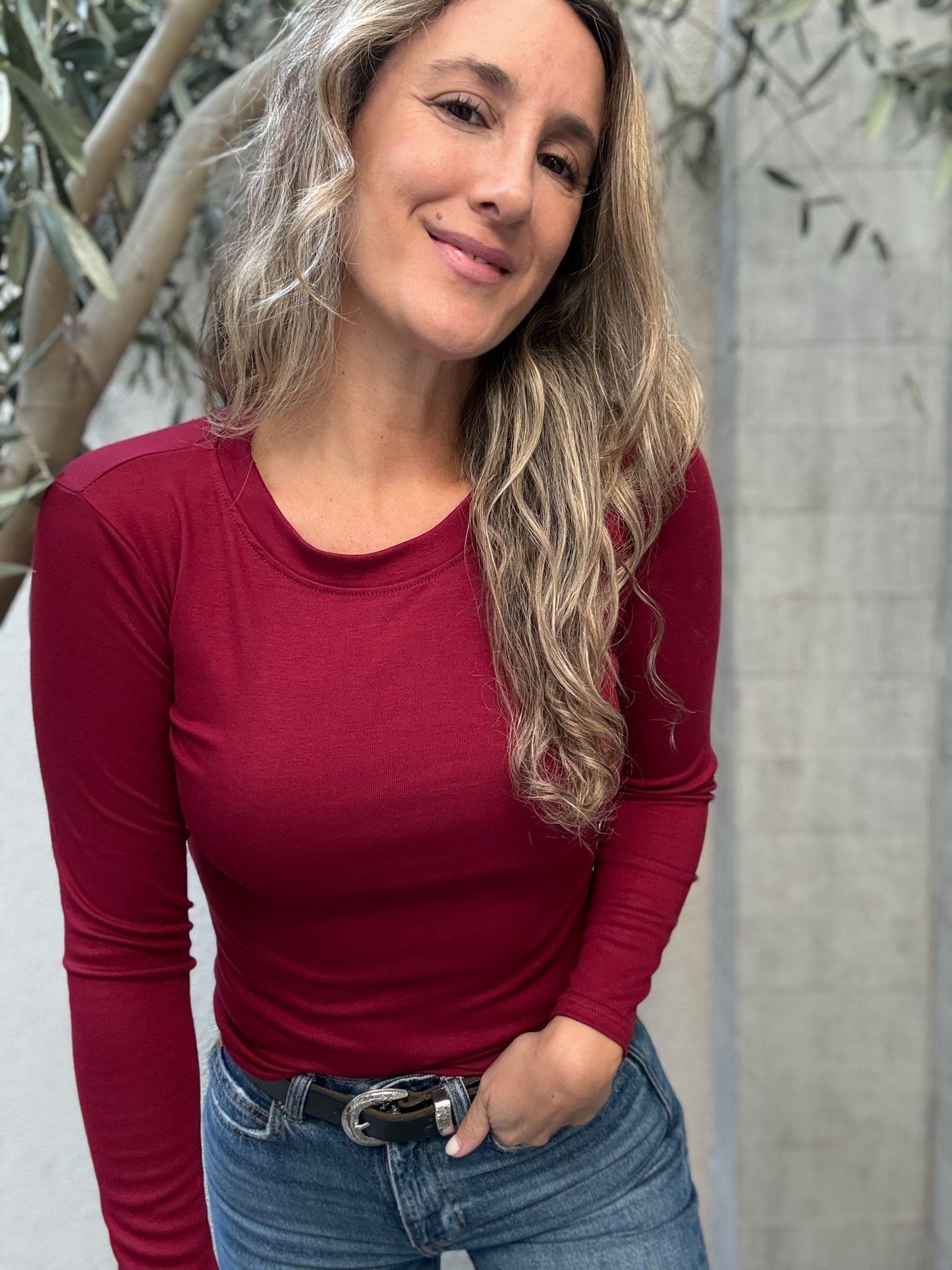 Polera algodón burdeo