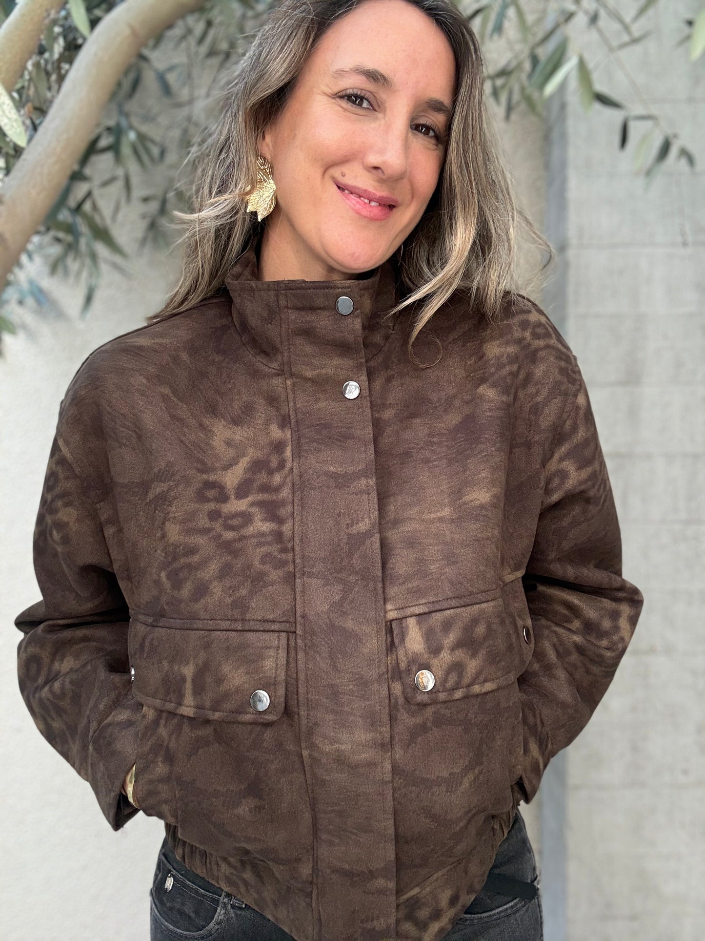 Chaqueta Toledo print café verdoso