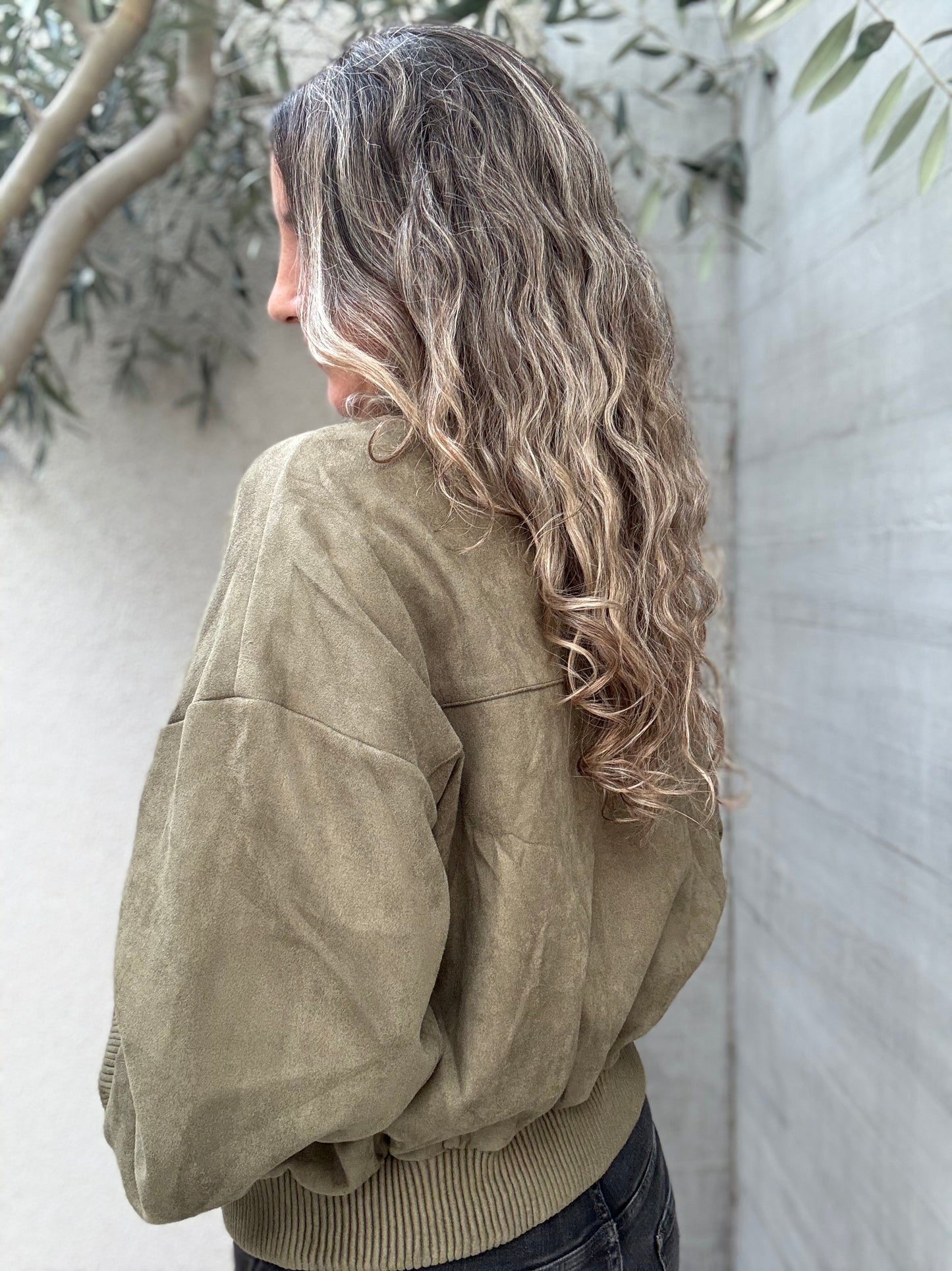 Bomber gamuza verde