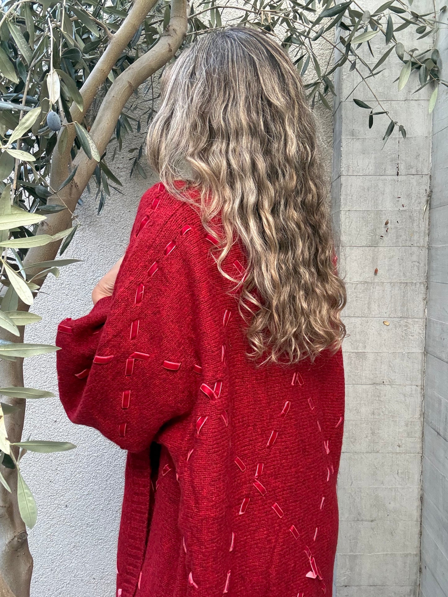 Chaleco cintas gamuza rojo
