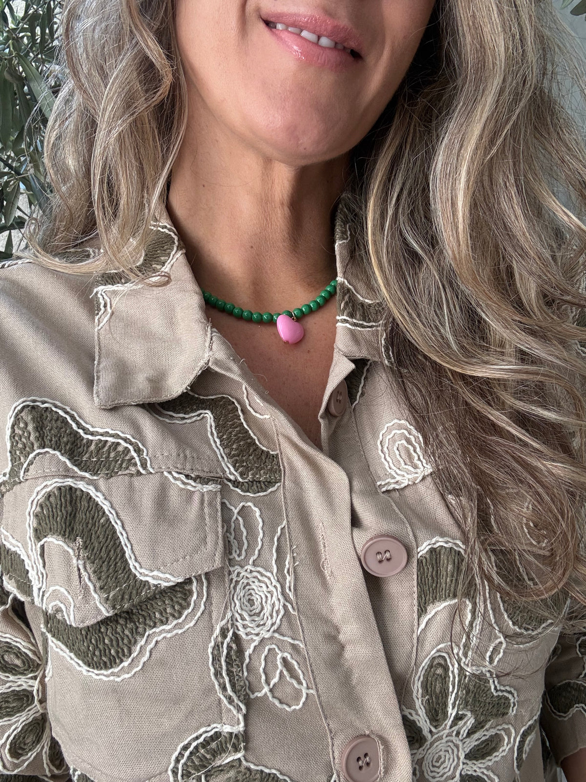 Camisa/chaquetita mallorca bordada beige