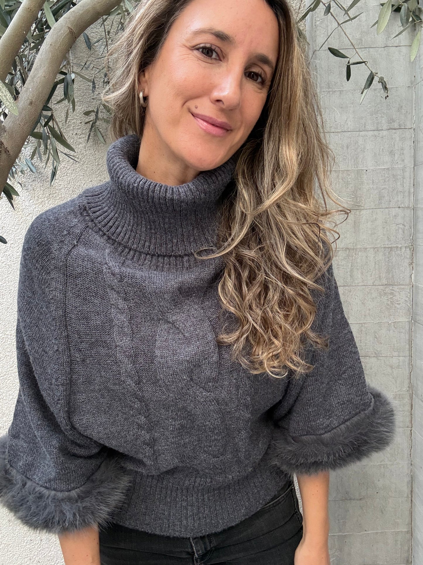 Chaleco/poncho piel