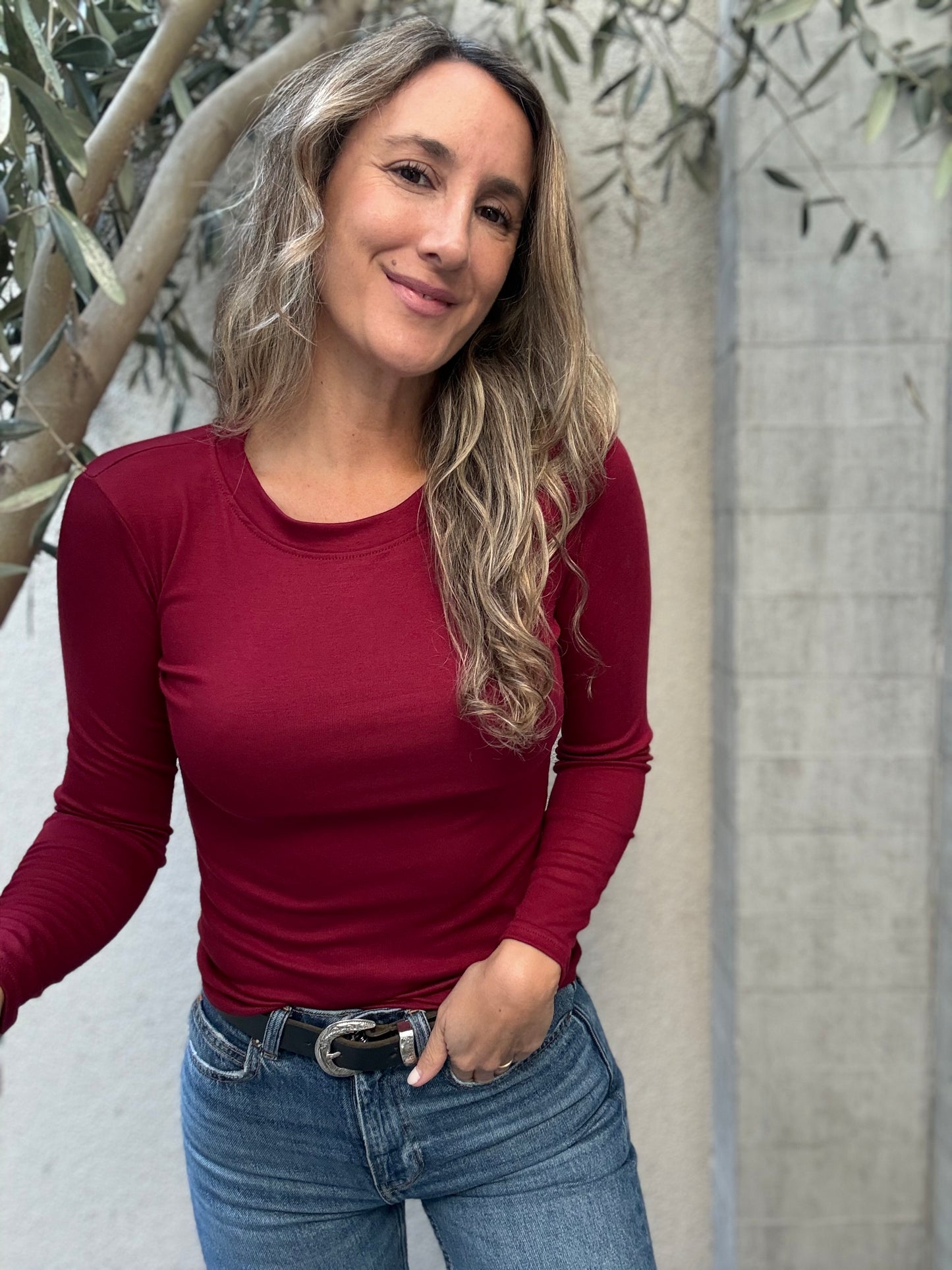 Polera algodón burdeo