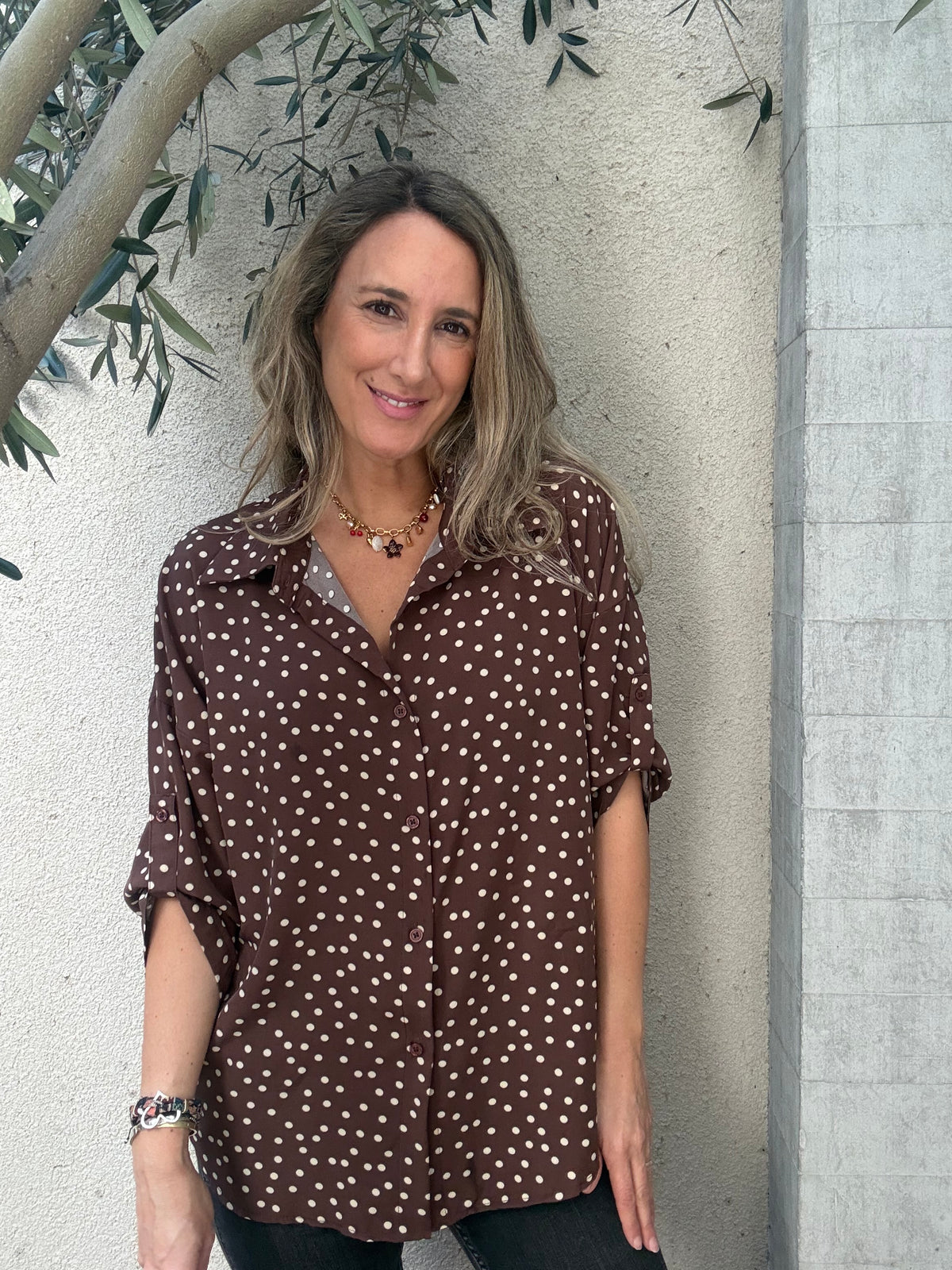 Blusa new lunares café