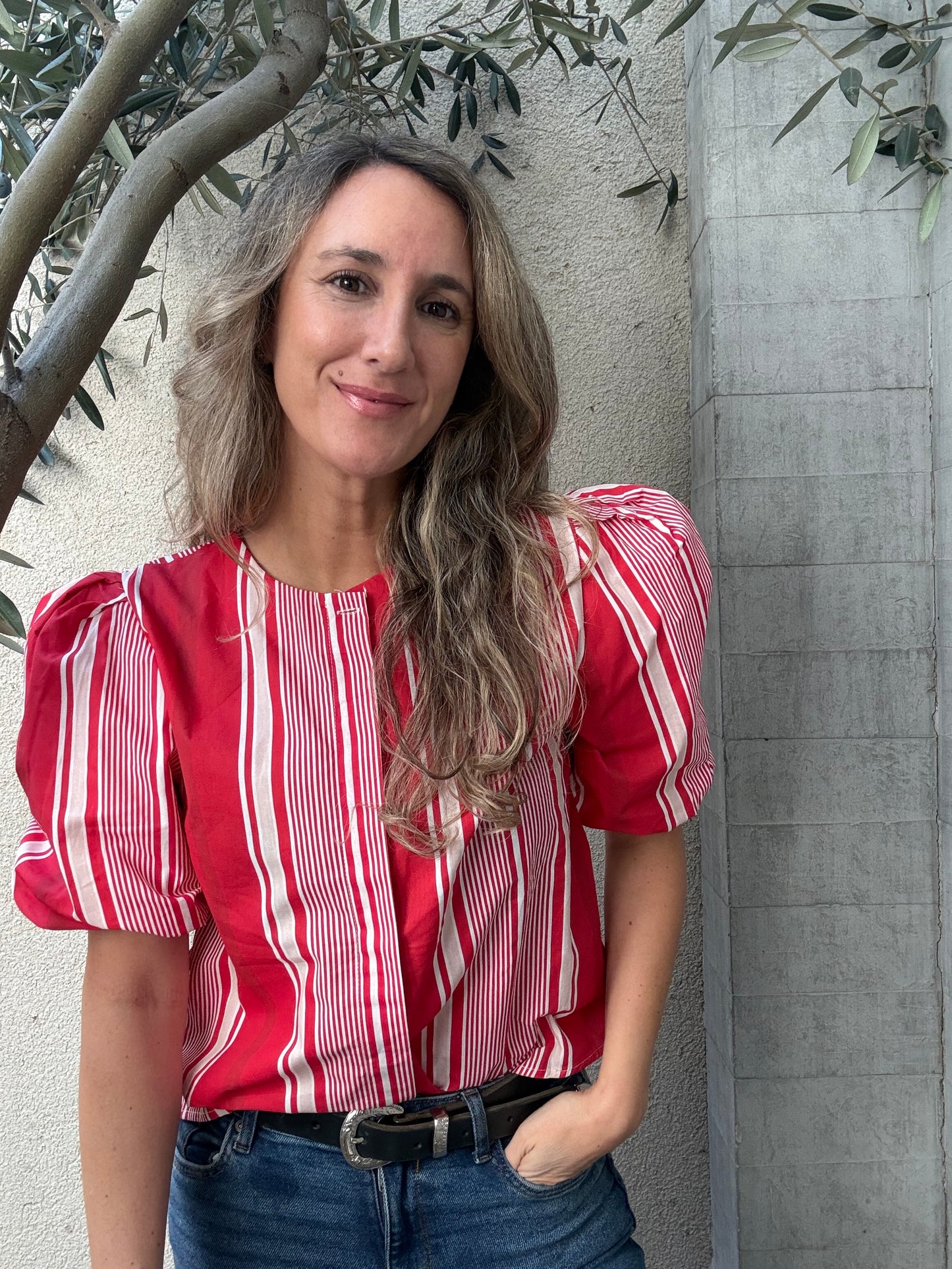 Blusa rayas roja
