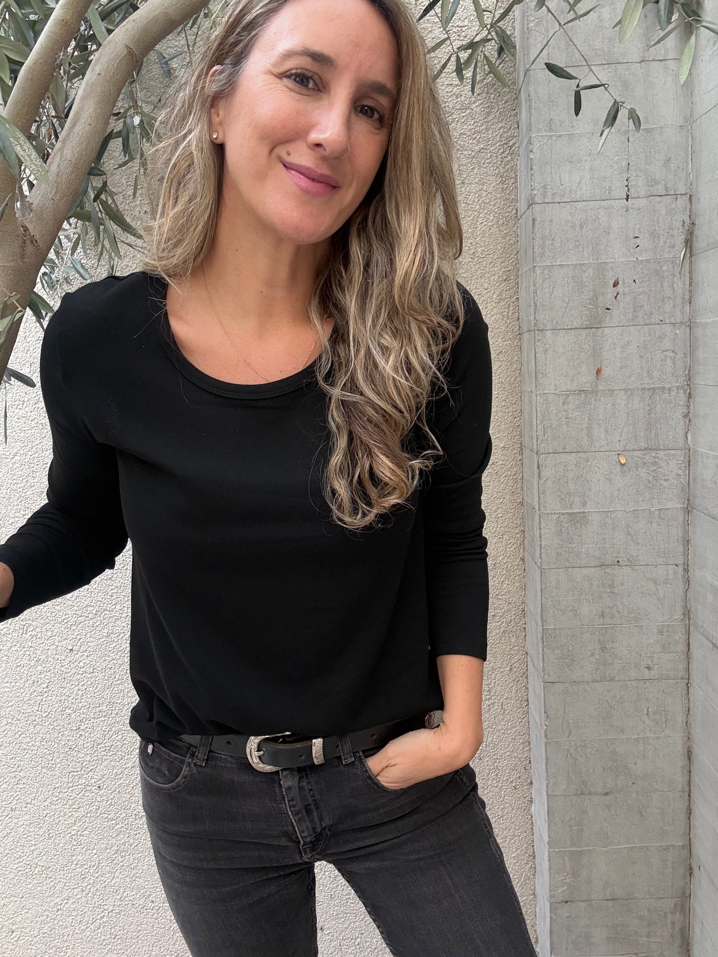 Polera simple microfibra negro