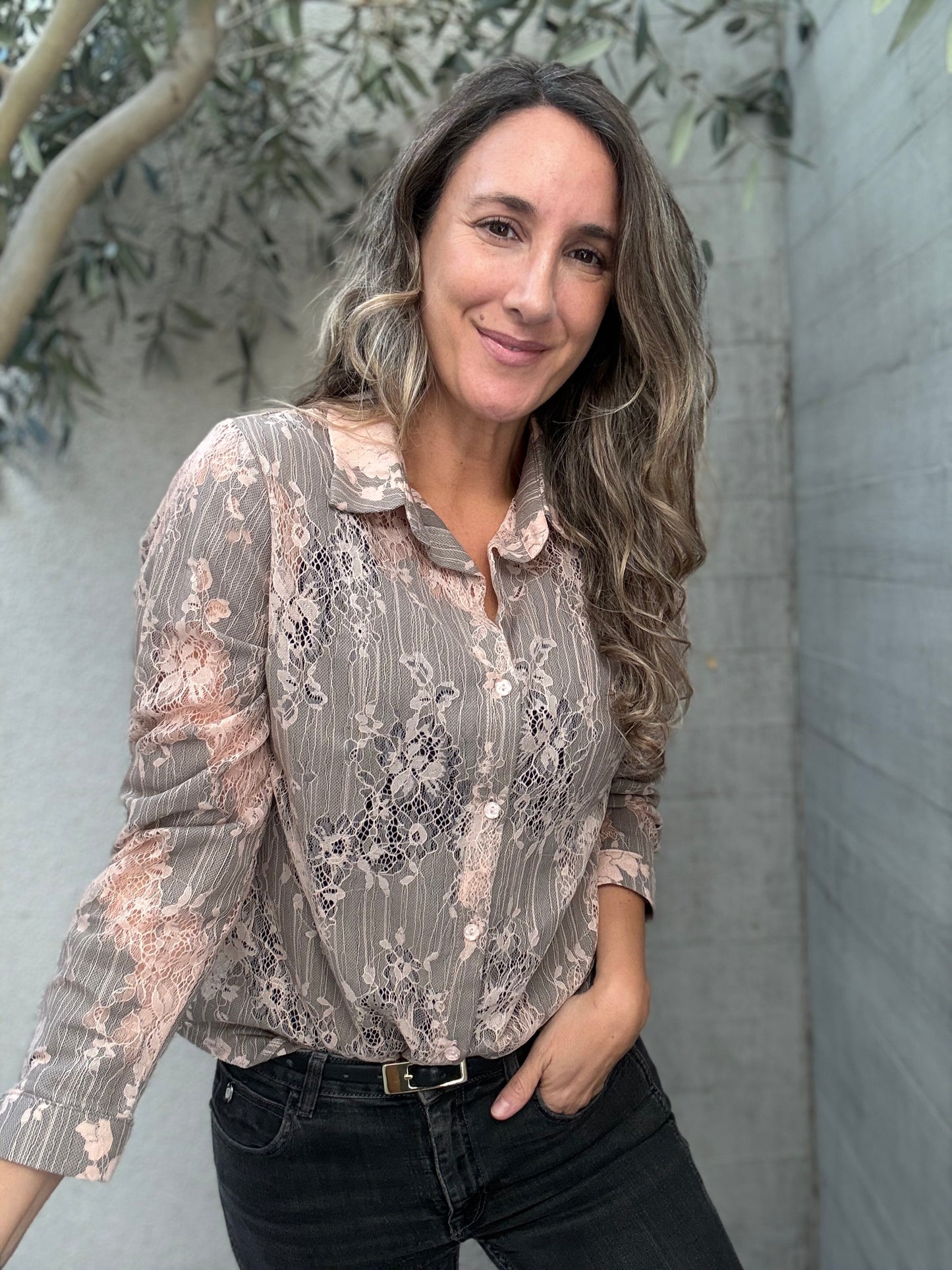 Blusa Encaje rosa
