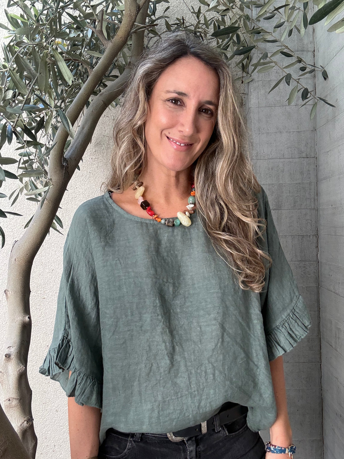 Blusa lino Salamanca verde