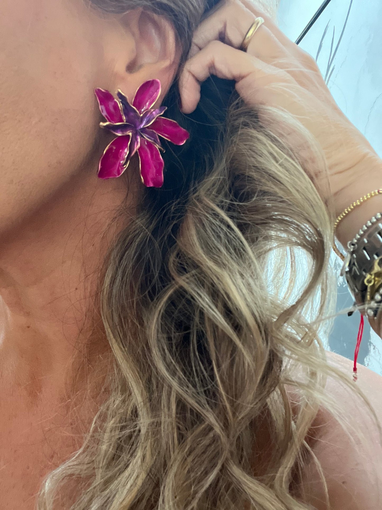 Aros Maxxi Flor fucsia