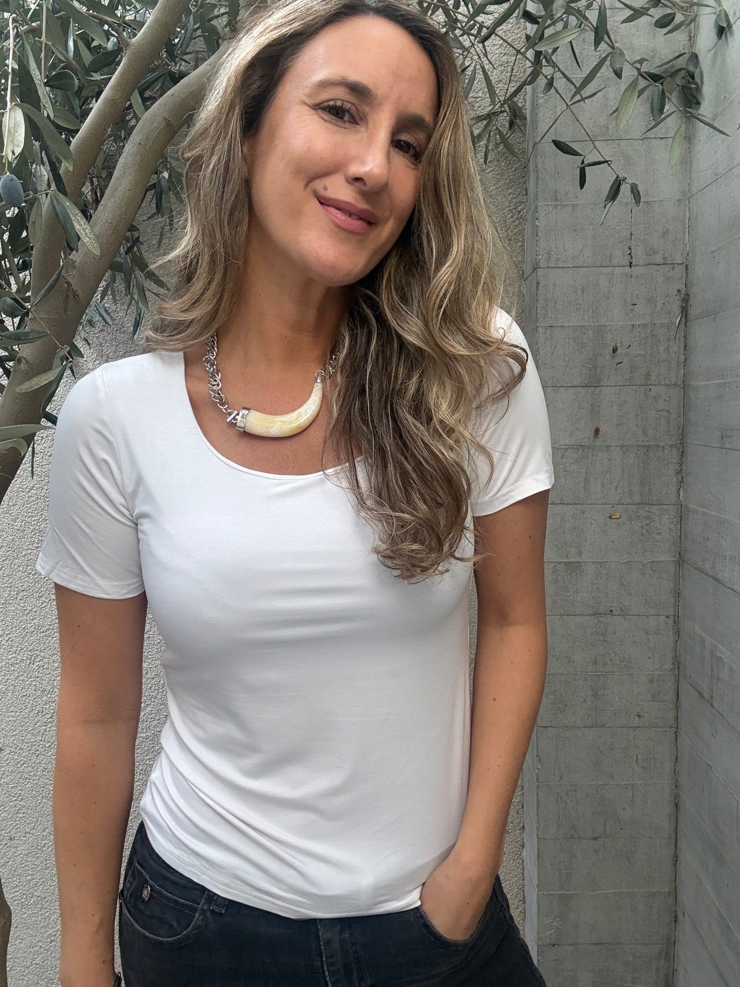 Polera manga corta blanca