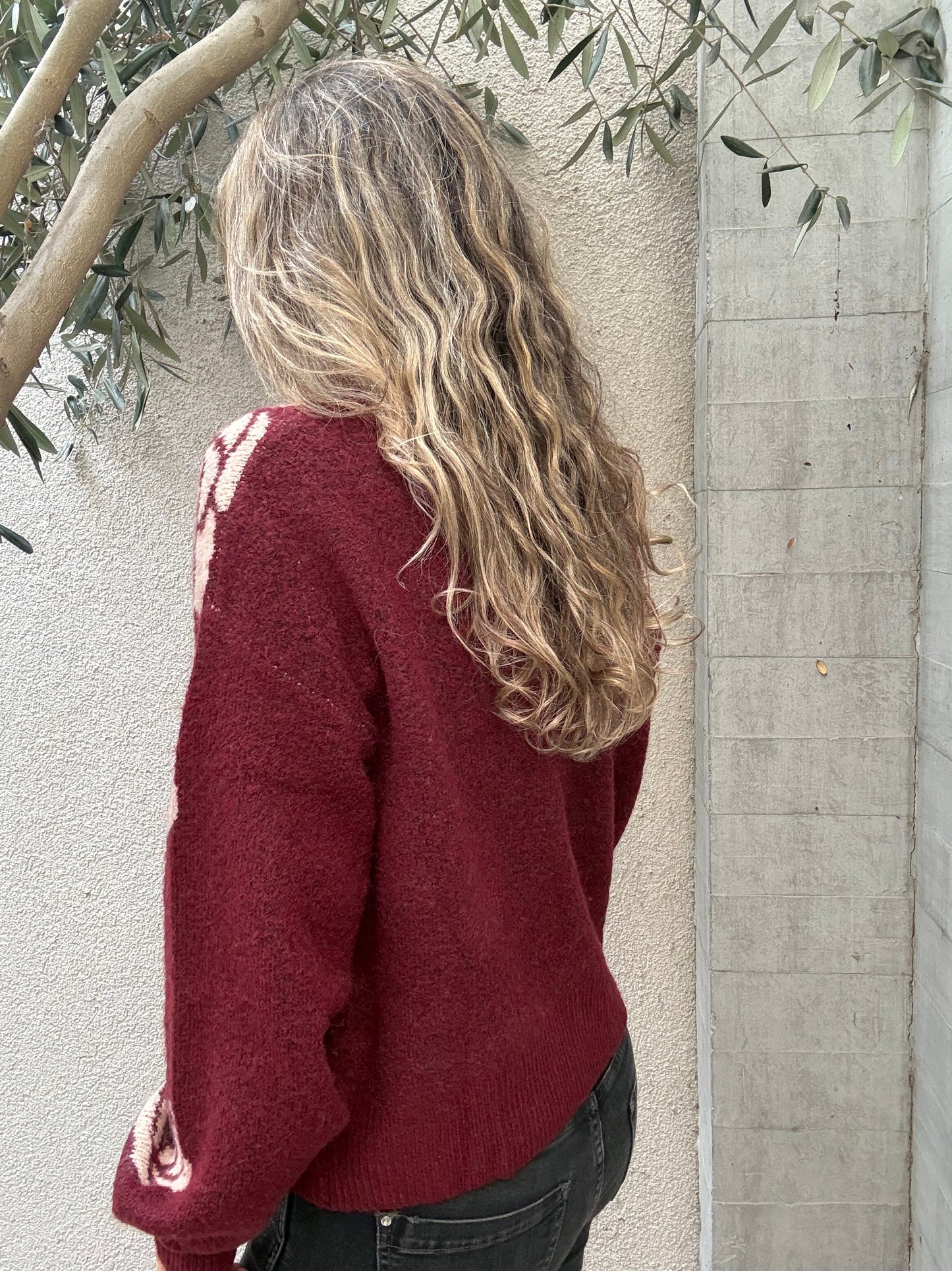 Sweater Flor Burdeo