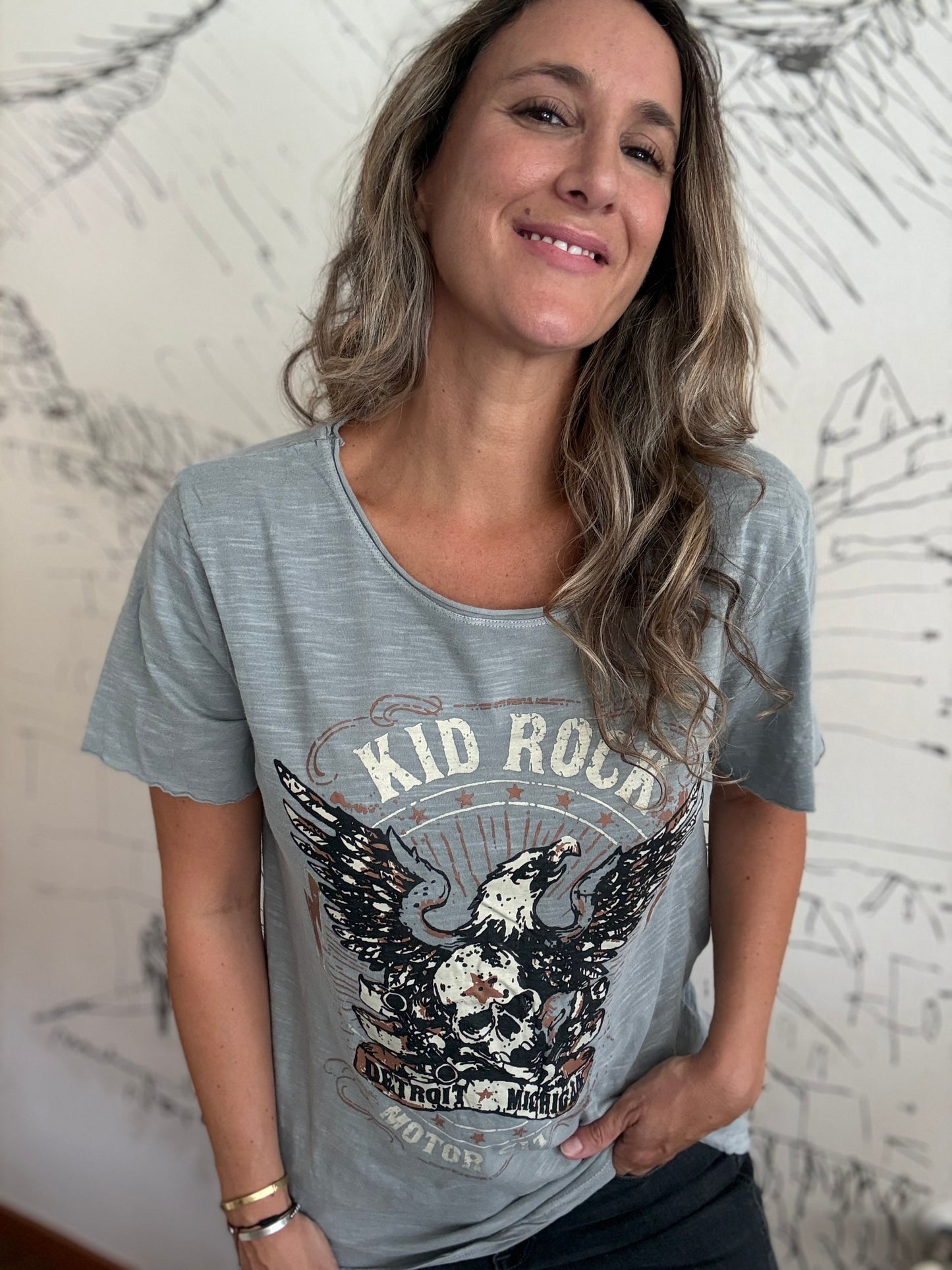 Polera rock gris