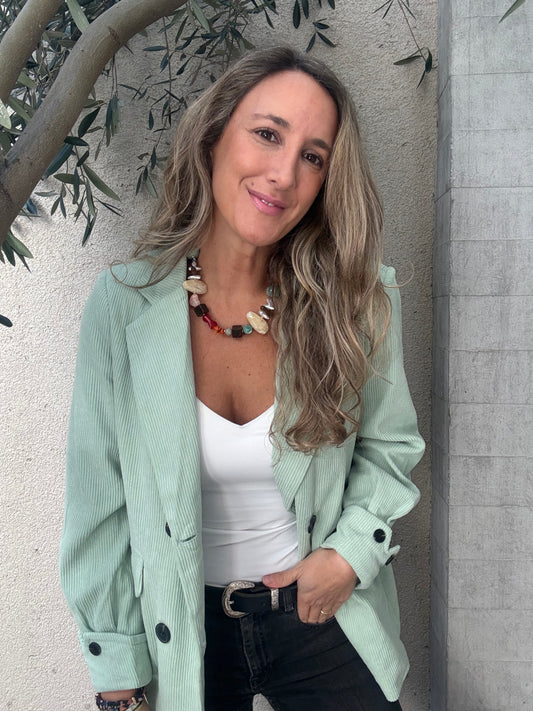 Blazer cotele verde agua