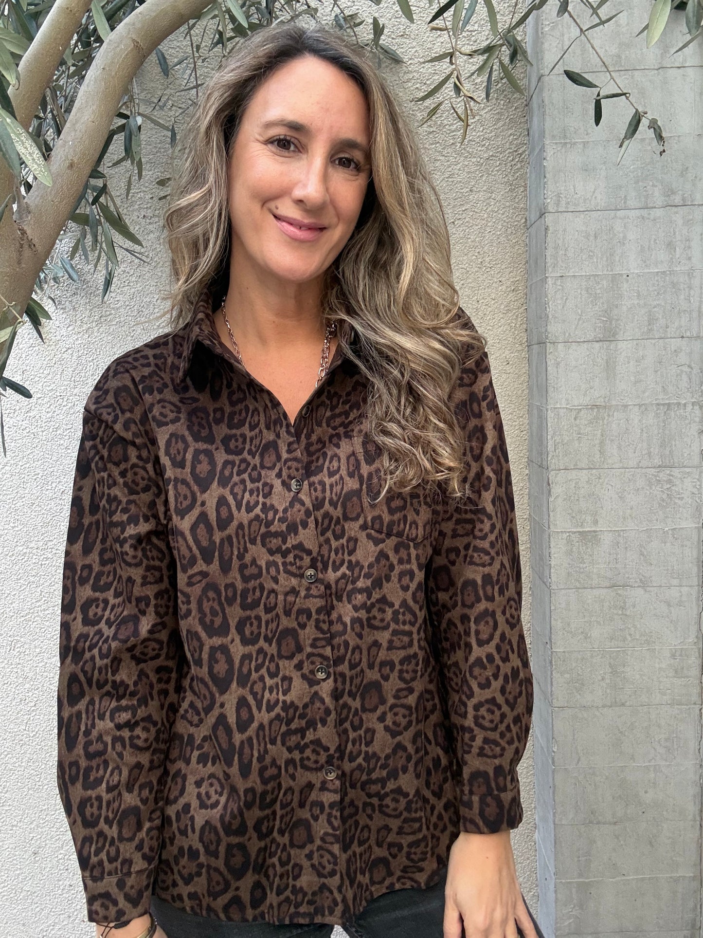 Blusa suede print camel verdoso