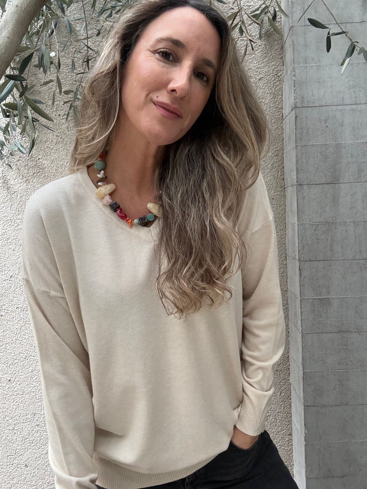 Sweater básico Barceloneta beige