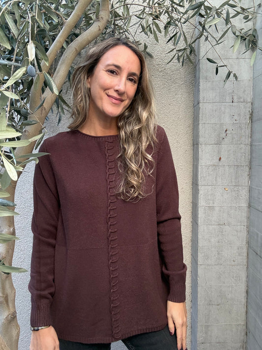 Sweater básico ribete café