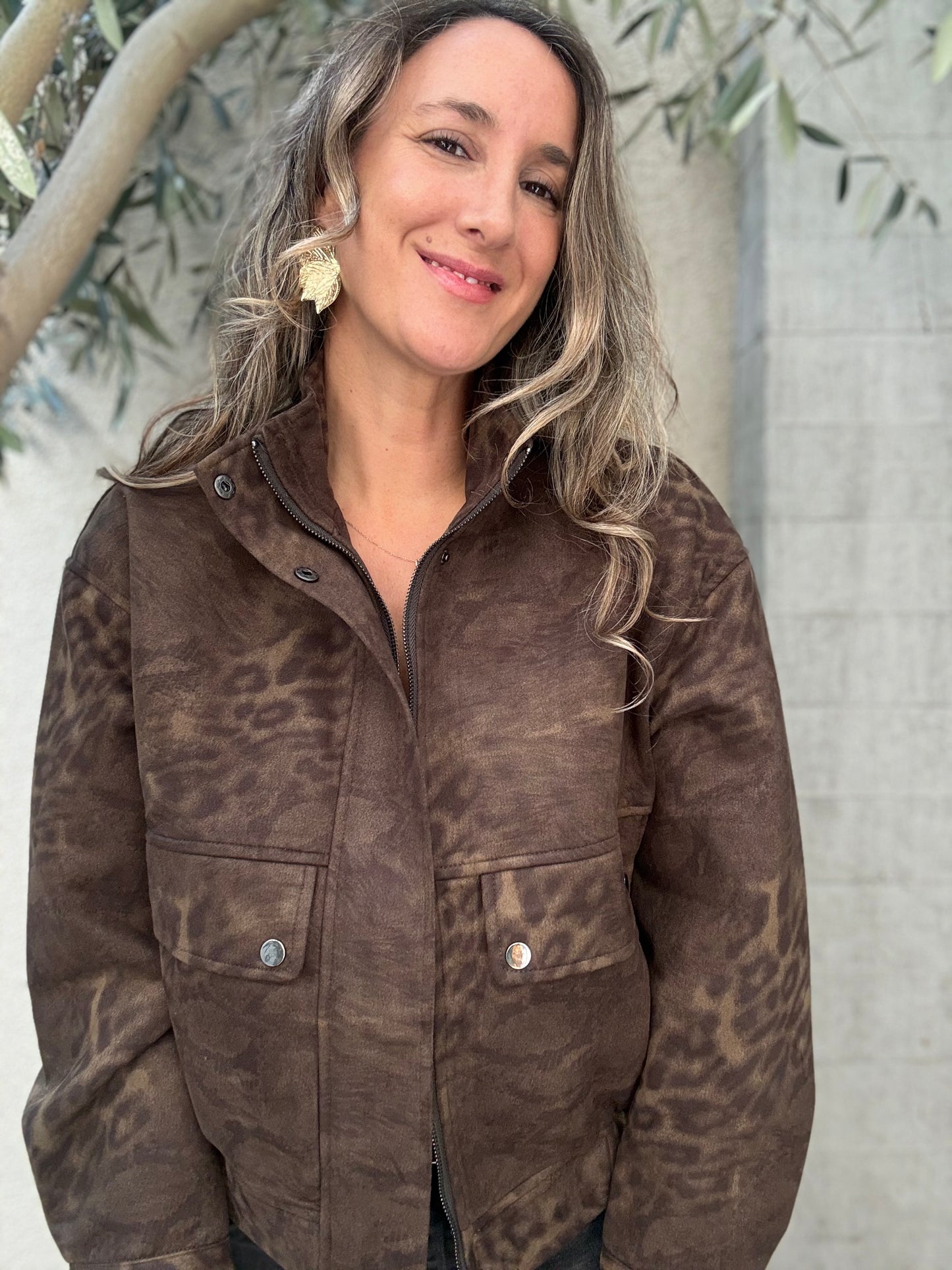 Chaqueta Toledo print café verdoso