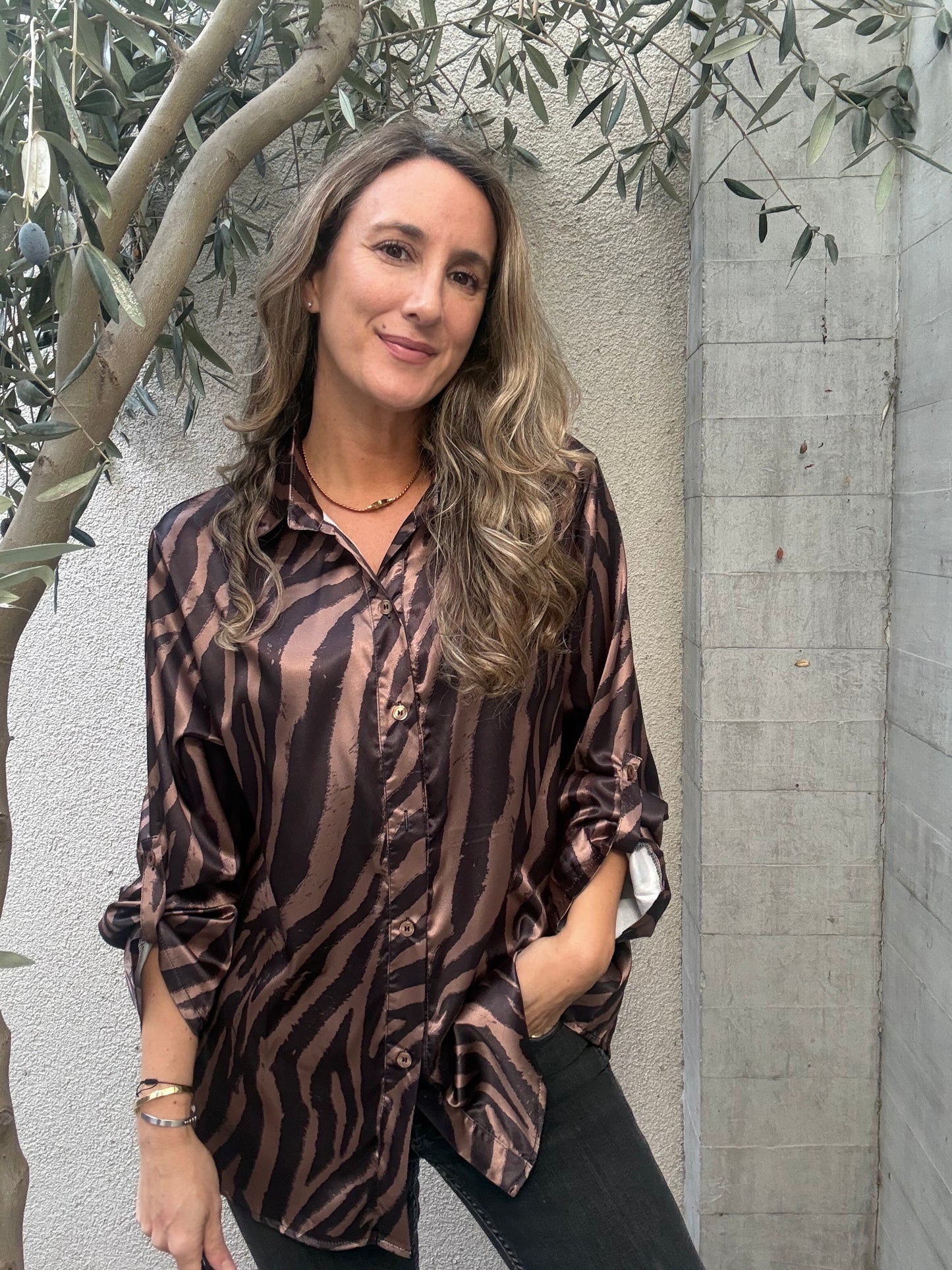 Blusa cebra camel