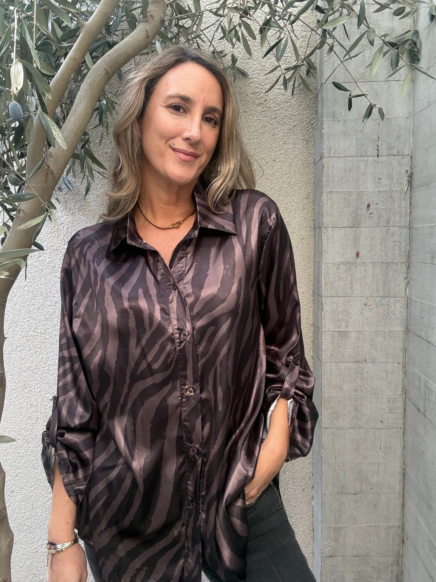 Blusa cebra gris morado