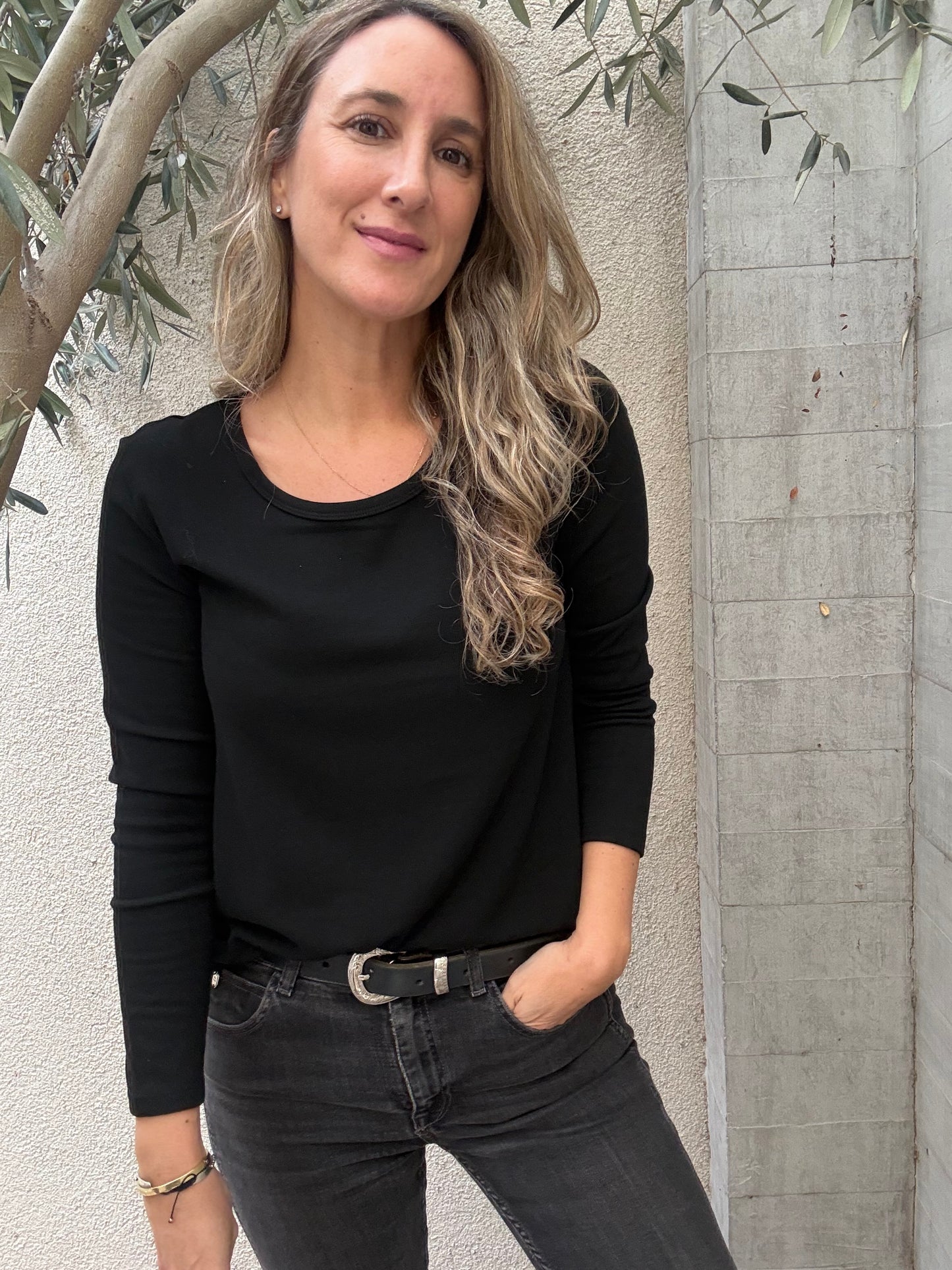Polera simple microfibra negro