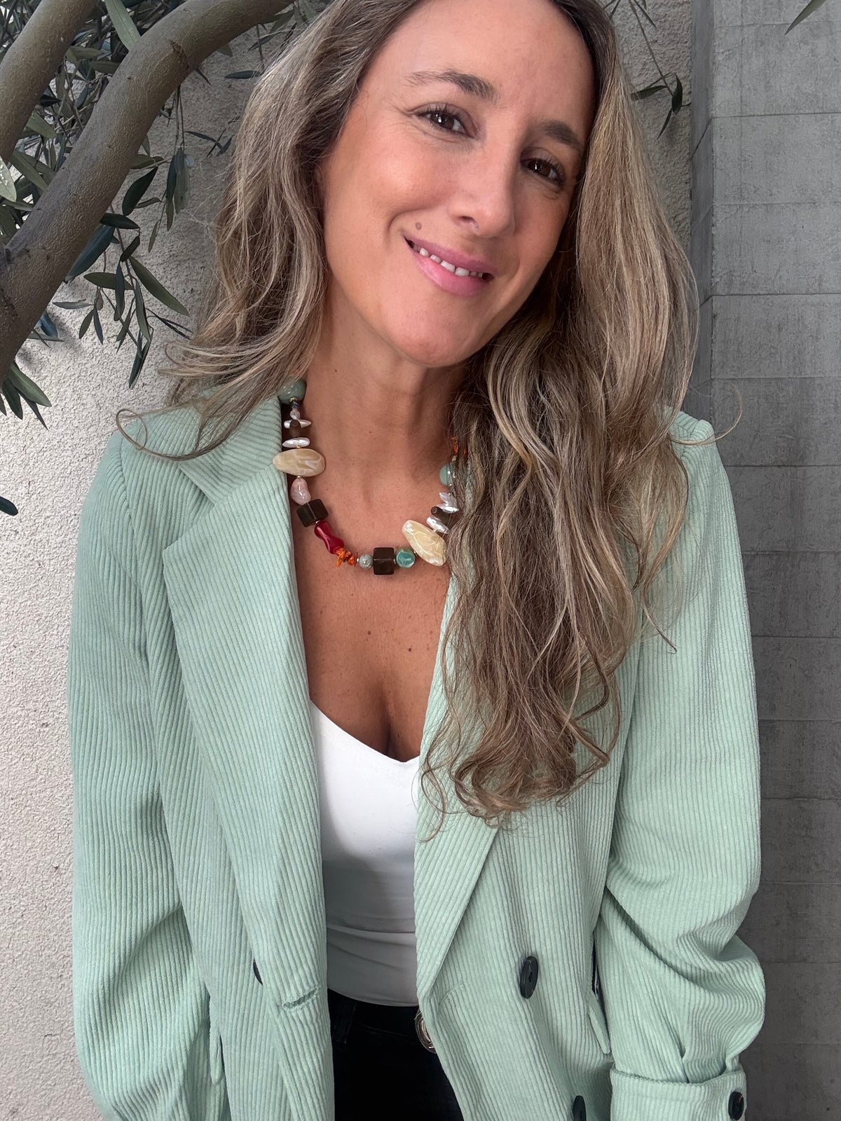 Blazer cotele verde agua