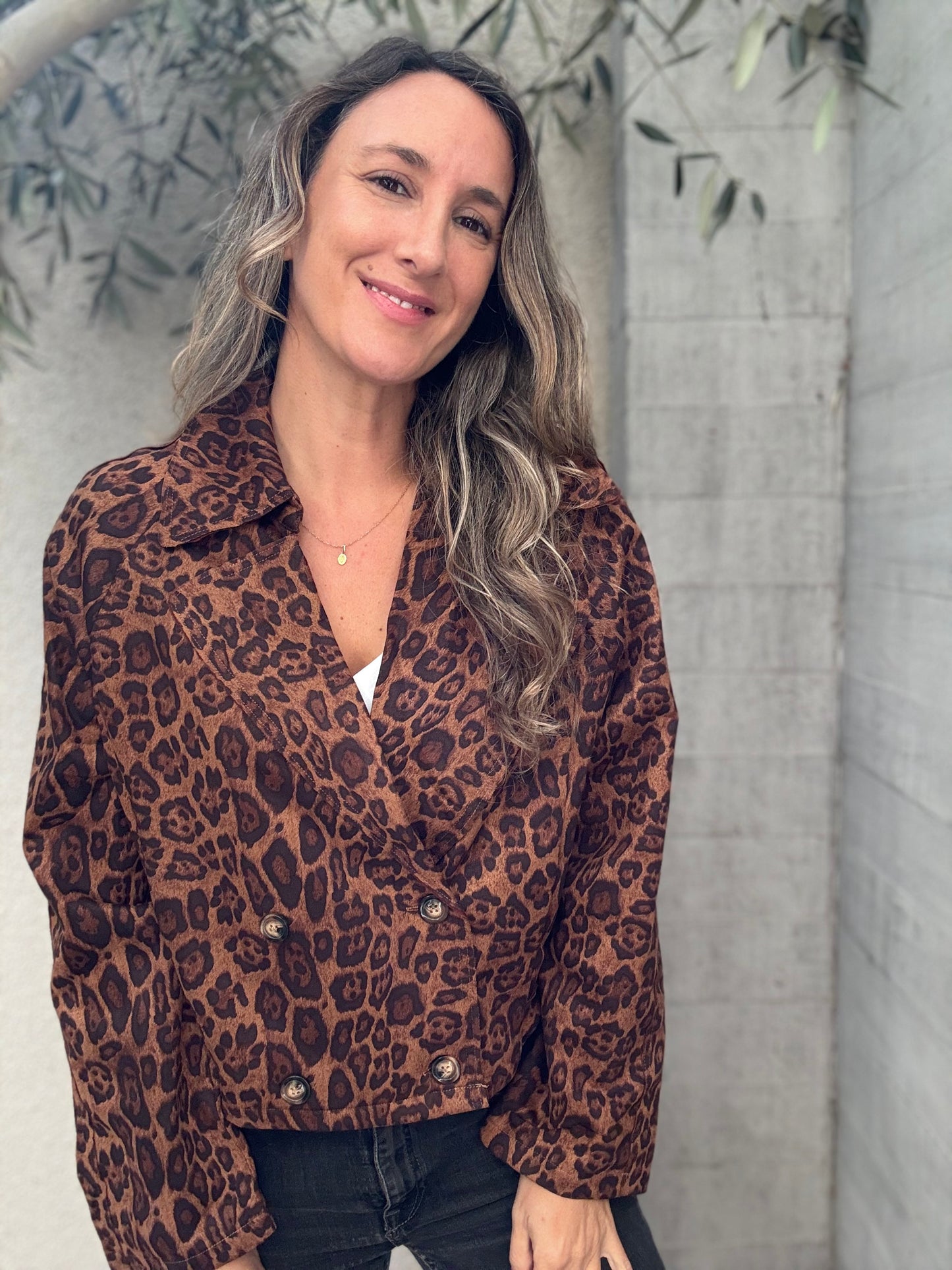 Chaqueta suede print camel