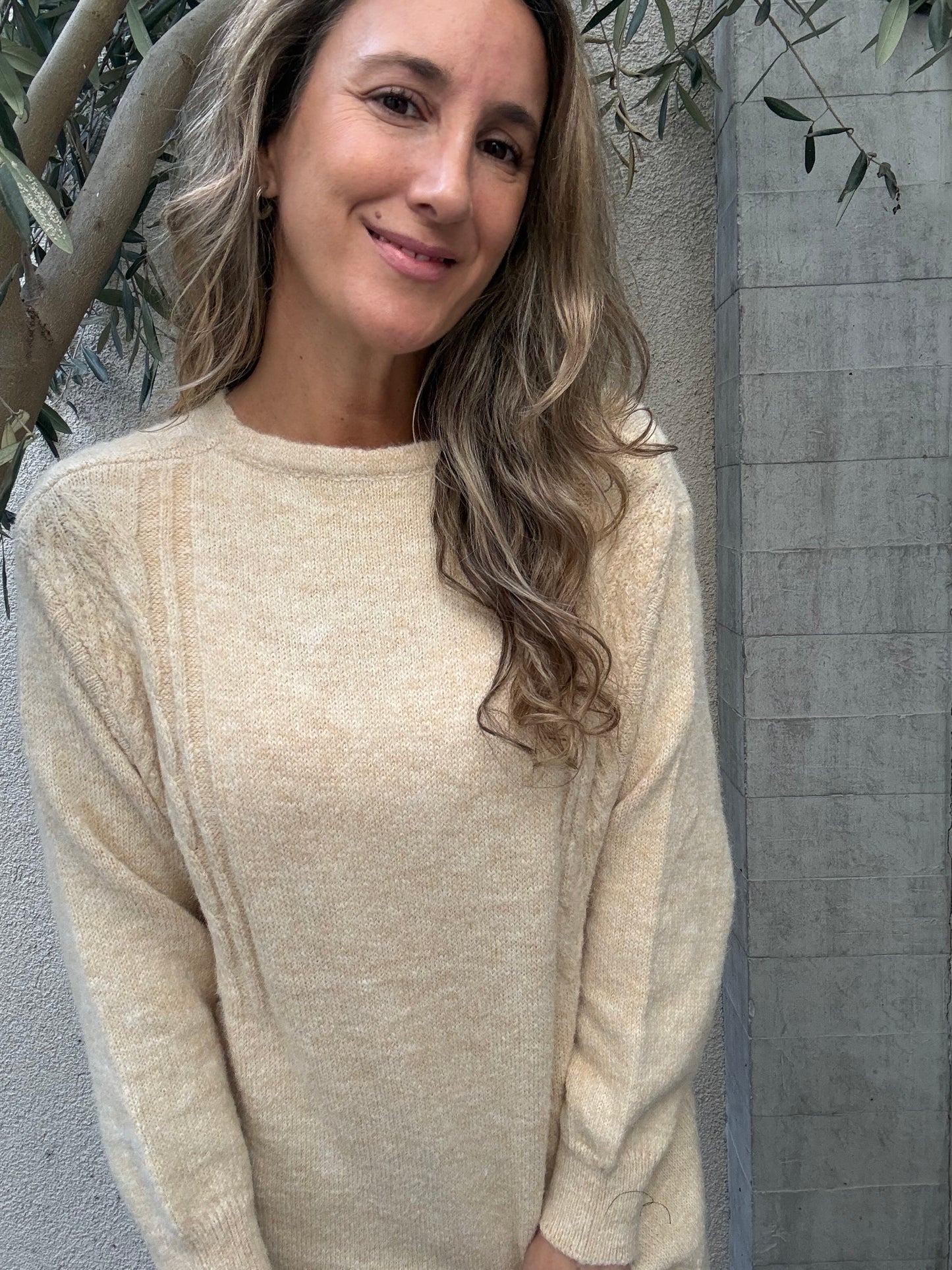Chaleco trenza beige
