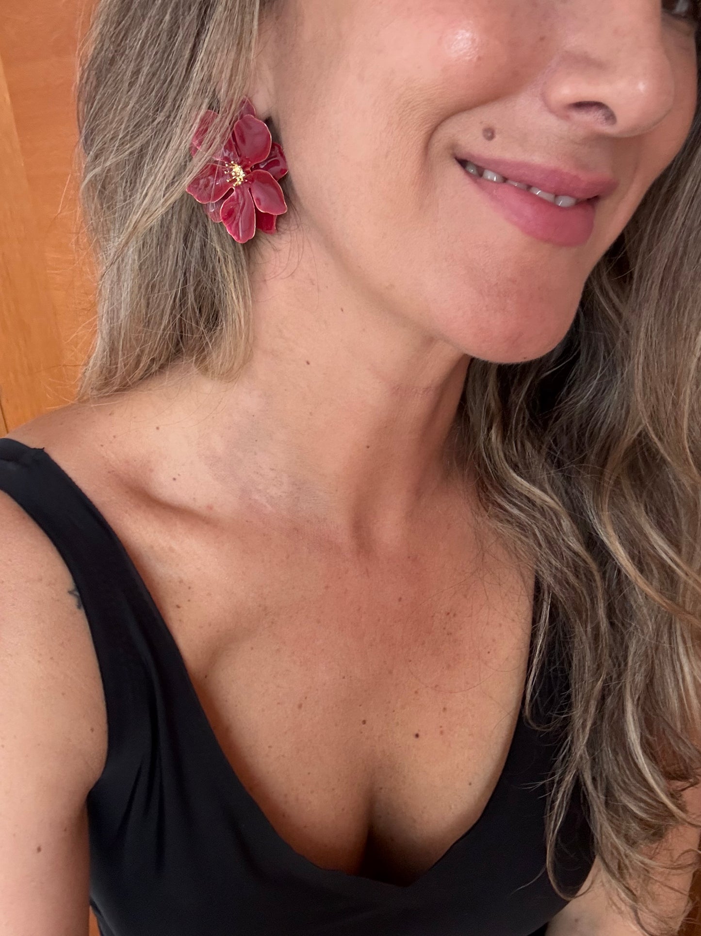 Aros Floral guinda