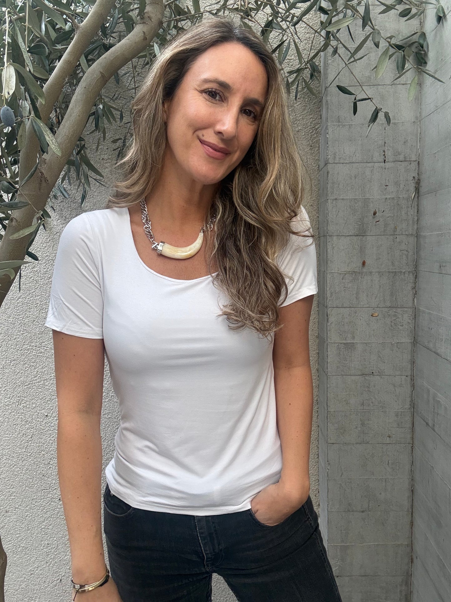 Polera manga corta blanca