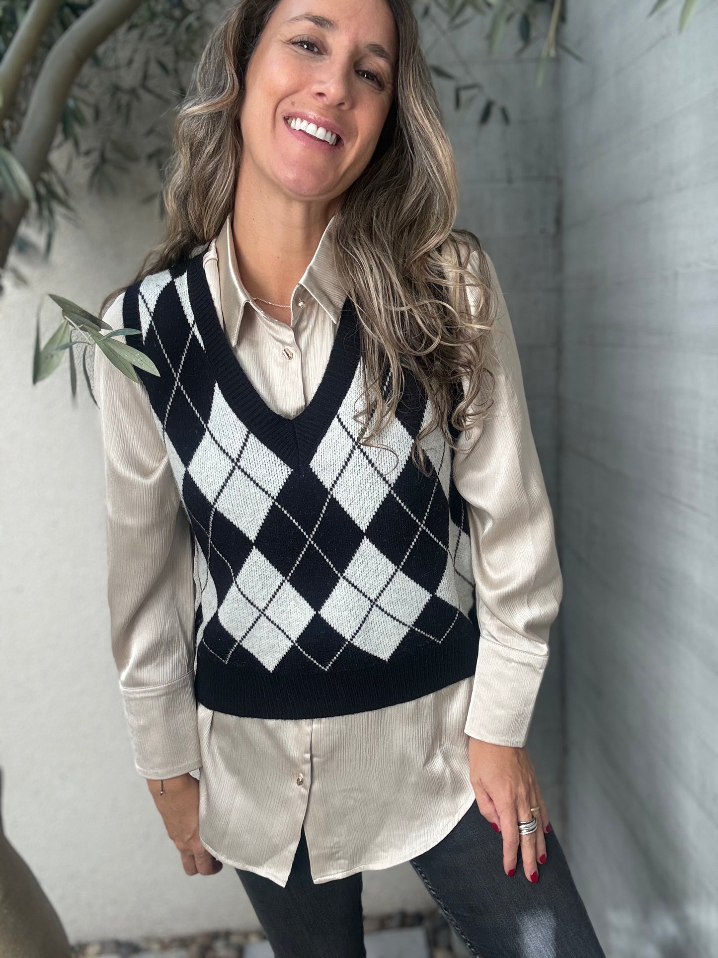Sweater sin manga rombo