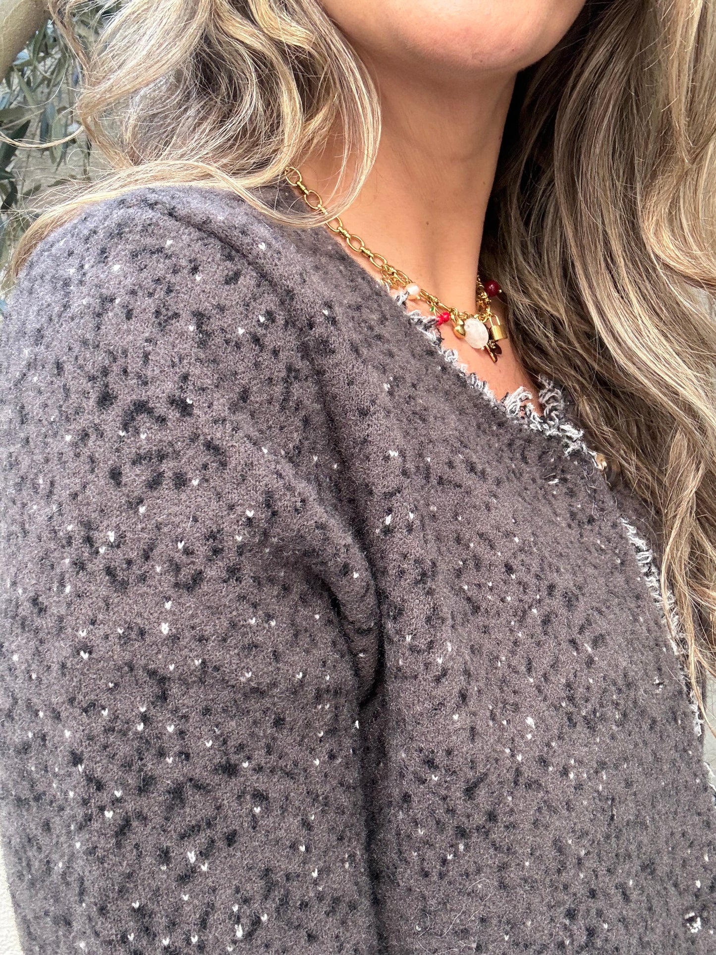 Chaqueta jaspeada gris claro